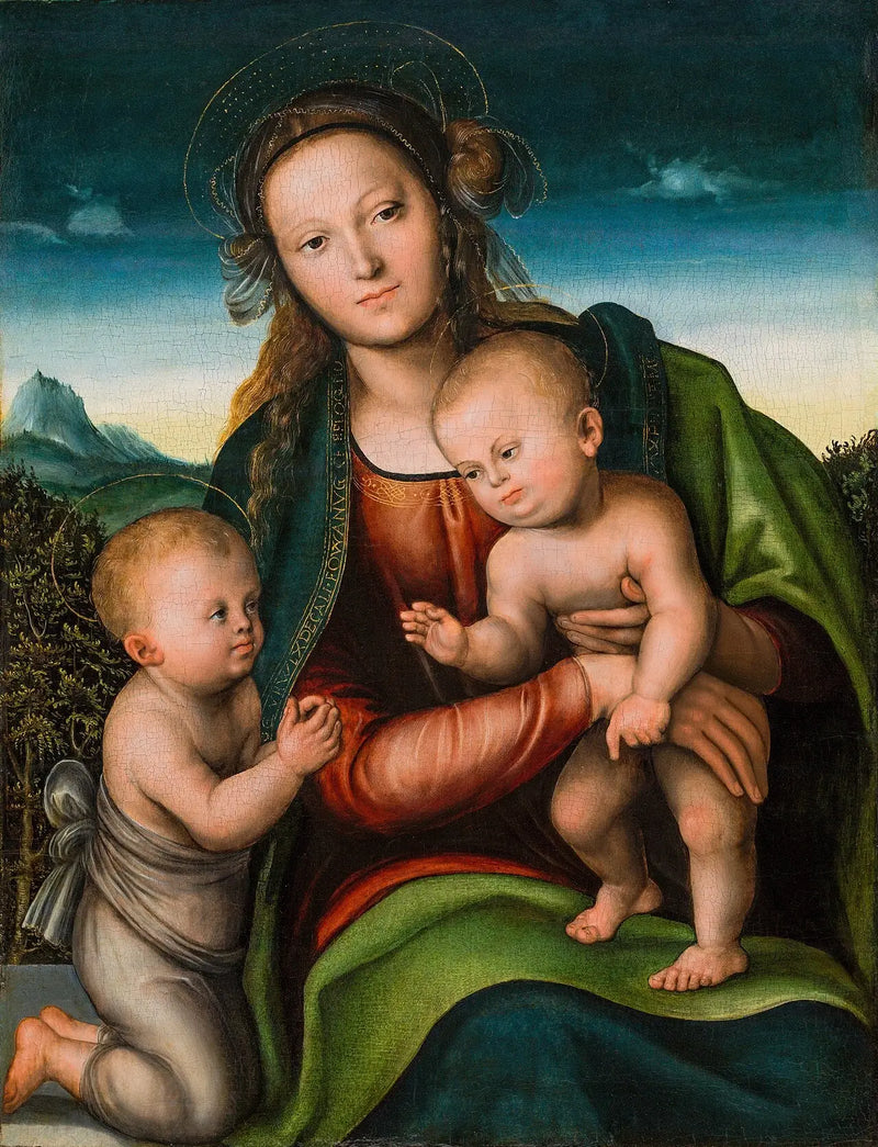 Neitsyt ja lapsi Jeesuksen kanssa, pieni Johannes Kastaja - Lucas Cranach vanhempi