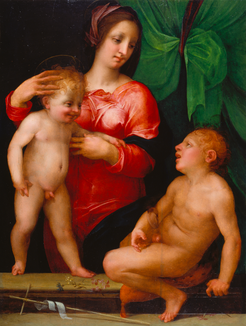 Neitsyt ja lapsi Pyhän Johanneksen kanssa - Rosso Fiorentino