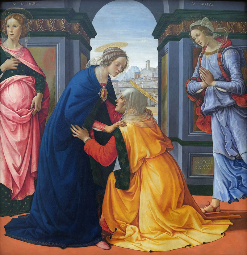 La Visitation Marie-Jacobien ja Marie-Salomén kanssa - Domenico Ghirlandaio