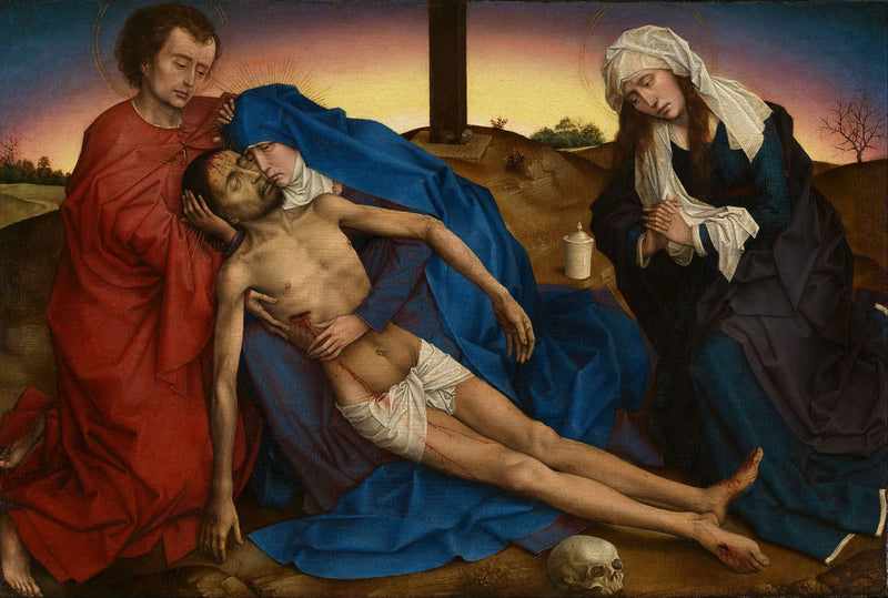 Kristus itkien äitinsä, pyhä Johannes ja pyhä Maria Magdaleena - Rogier van der Weyden