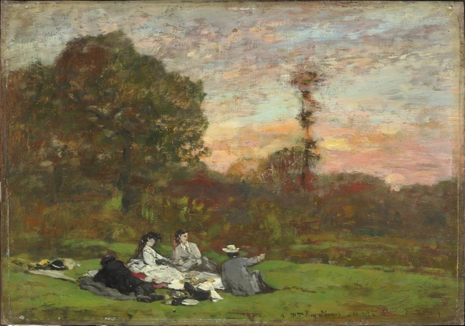 Reproduction du tableau « Le Déjeuner sur l'herbe - Eugène Boudin » par Alpha Reproduction en peinture à l’huile