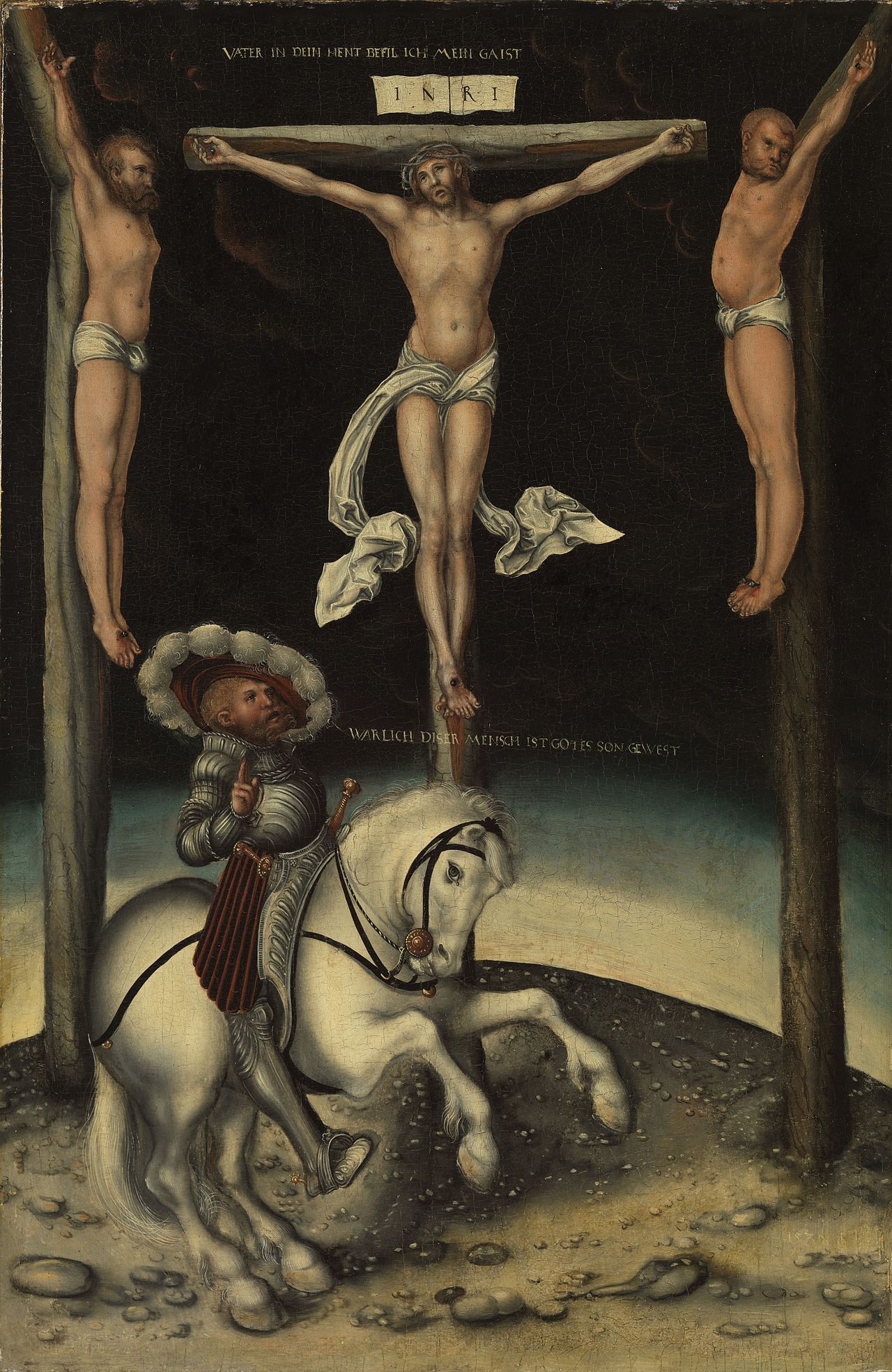 Le centurion Longin parmi les croix du Christ et les deux larrons - Lucas Cranach the Elder - Alpha Reproduction