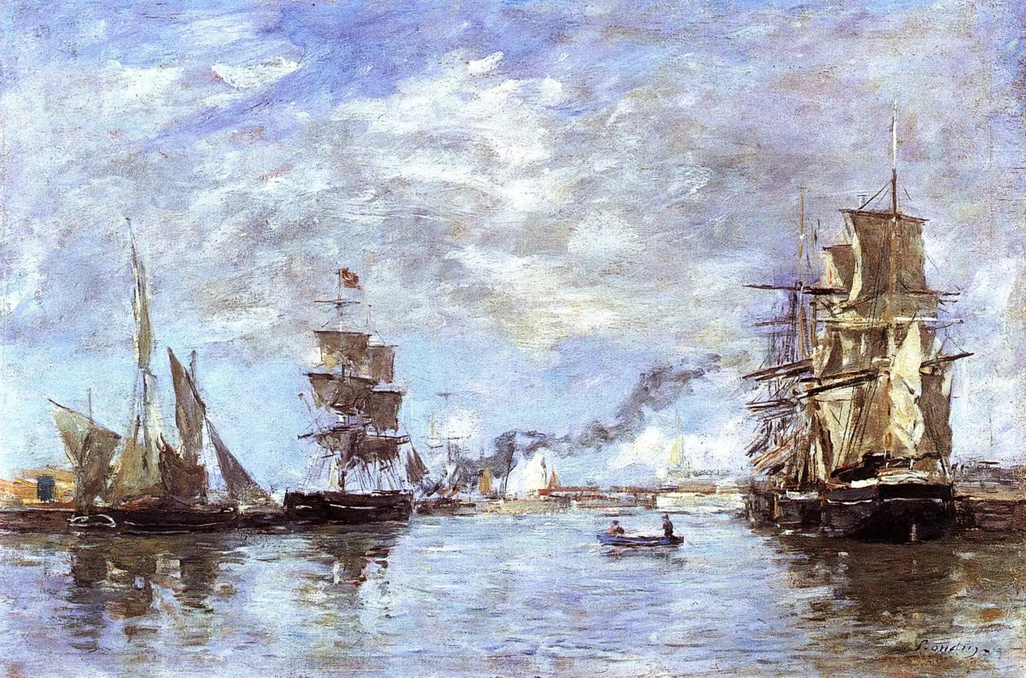 Reproduction du tableau « Le port de Deauville - Eugène Boudin » par Alpha Reproduction en peinture à l’huile