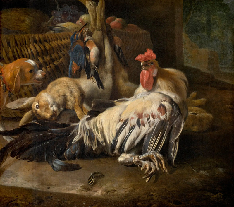 Still life with rooster - Melchior de Hondecoeter