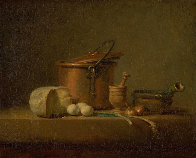 Still life with copper pot, cheese and eggs - Jean Simeón Chardin