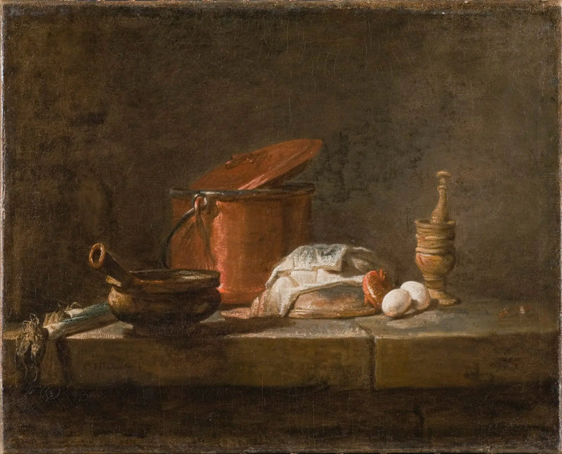 Still life with kitchen utensils and vegetables - Jean Siméon Chardin