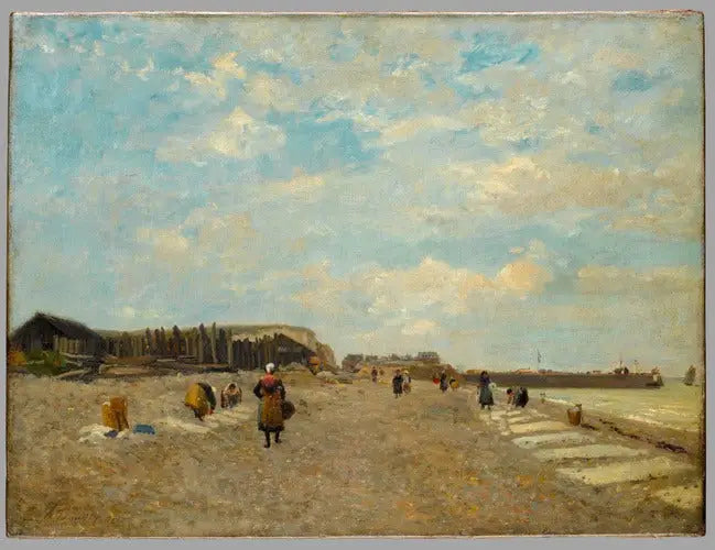 Normandit ripustamassa pyykkiä rannalla - Eugène Boudin