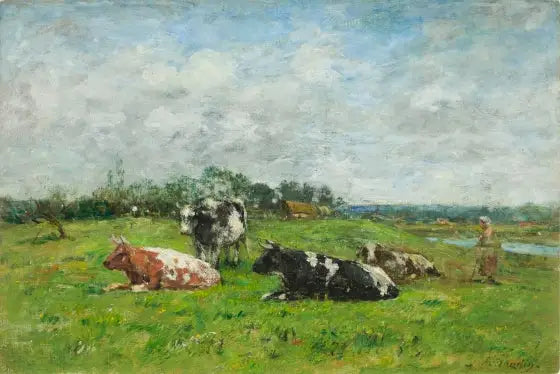 Niitty Normandiassa - Eugène Boudin