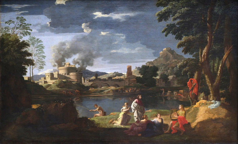 Maisema Orfeuksen ja Eurydiken kanssa - Nicolas Poussin