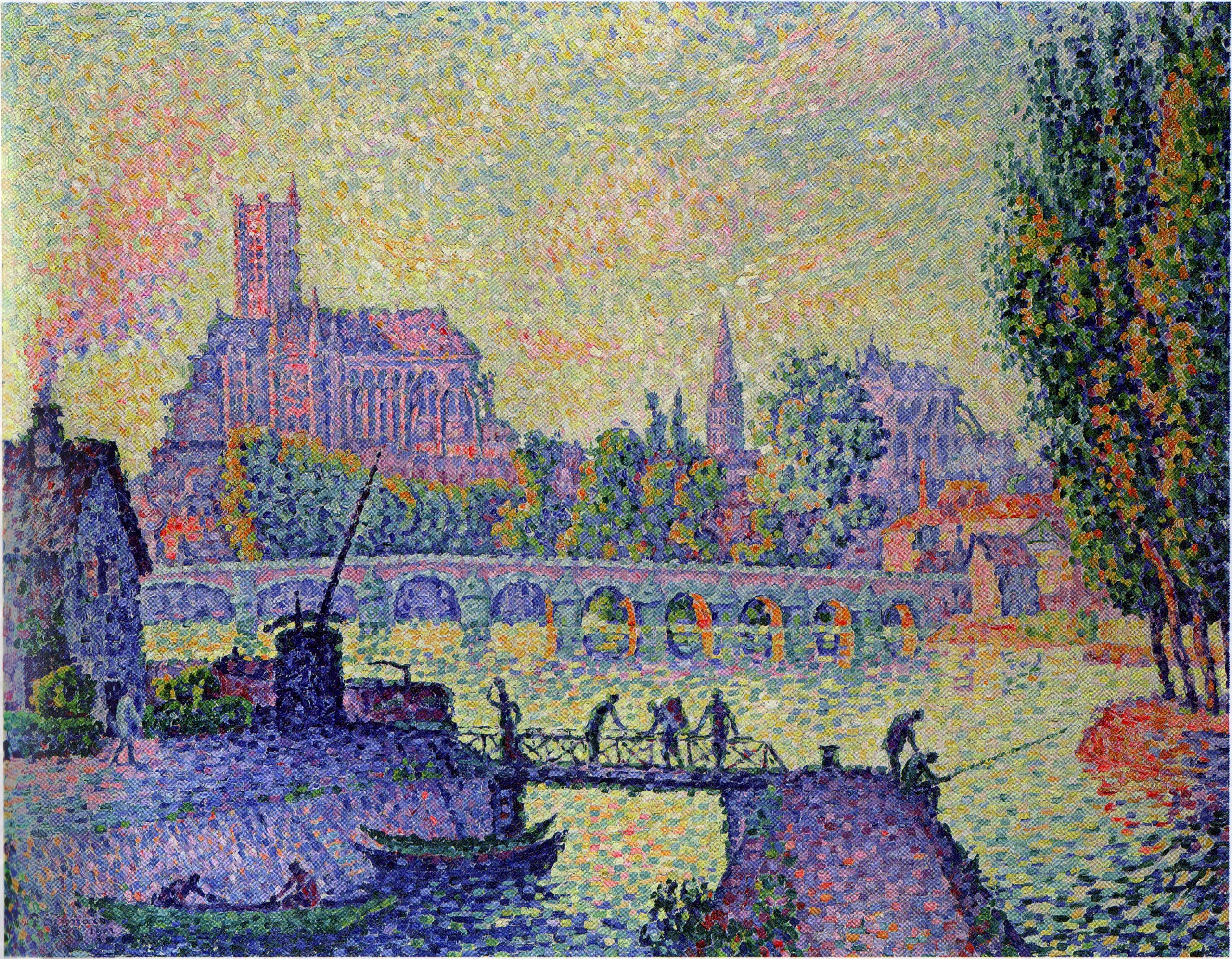 Reproduction du tableau « Pont d'Auxerre - Paul Signac » par Alpha Reproduction en peinture à l’huile