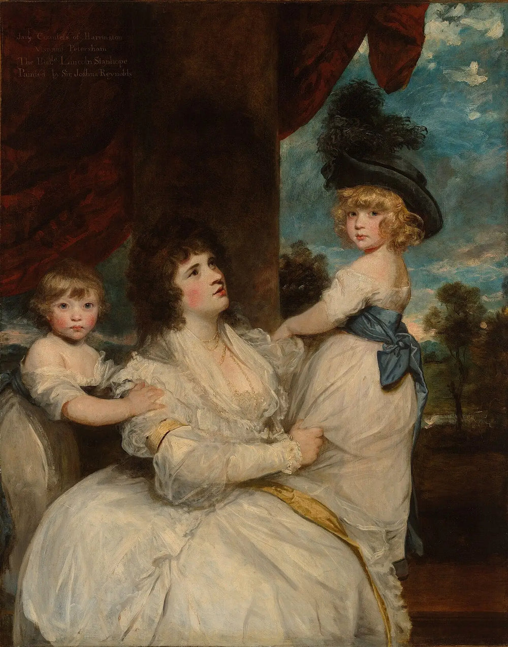 Portrait de Jane comtesse de Harrington avec ses fils le vicomte Petersham et l’honorable Lincoln Stanhope - Joshua
