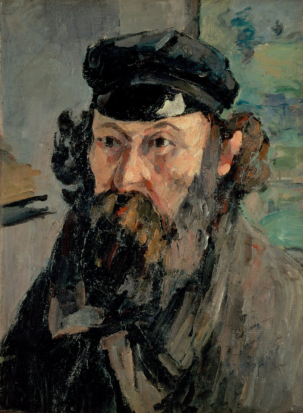 Reproduction du tableau « Portrait de l'artiste à la casquette - Paul Cézanne » par Alpha Reproduction en peinture à l’huile