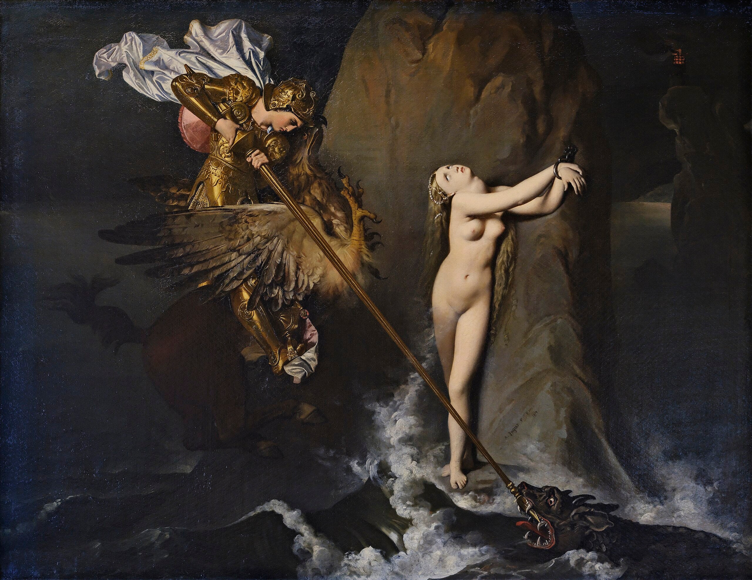Roger, joka vapauttaa Angélique - Jean-Auguste-Dominique Ingres