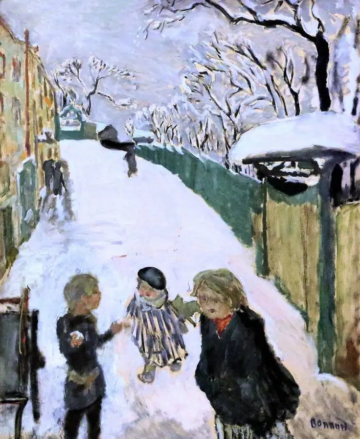 Lumiainen katu lasten leikin kanssa - Pierre Bonnard