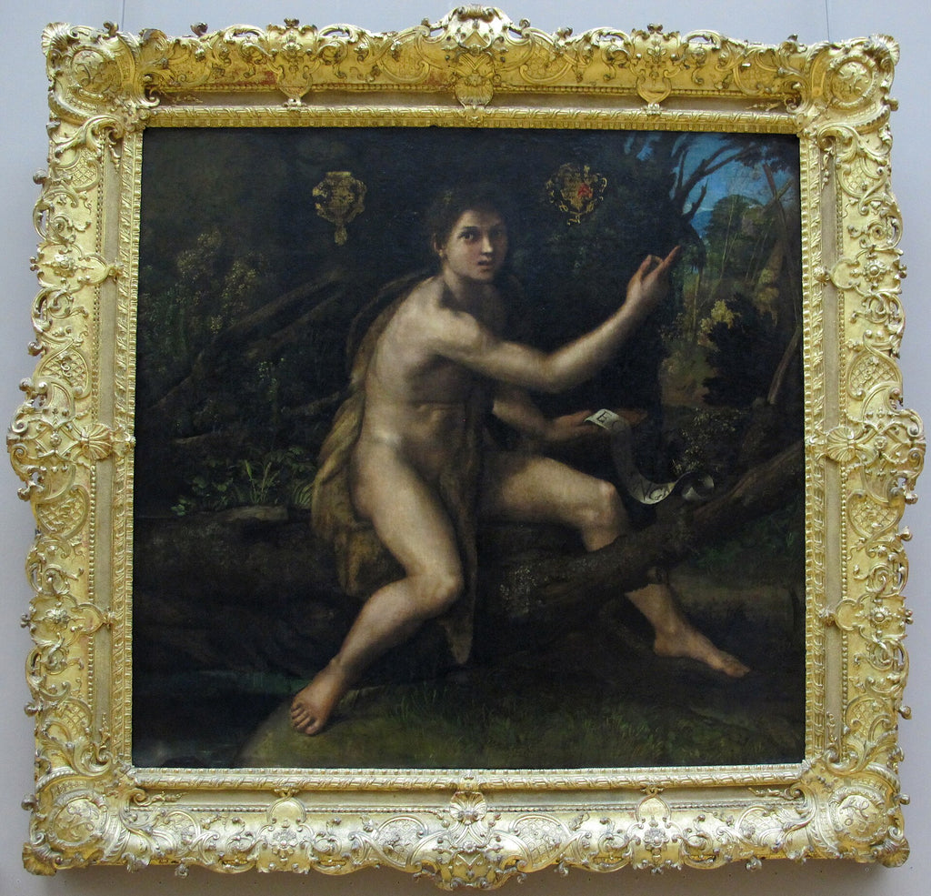 Pyhä Johannes Kastaja autiomaassa osoittamassa kärsimyksen ristiä - Raphael Sanzio