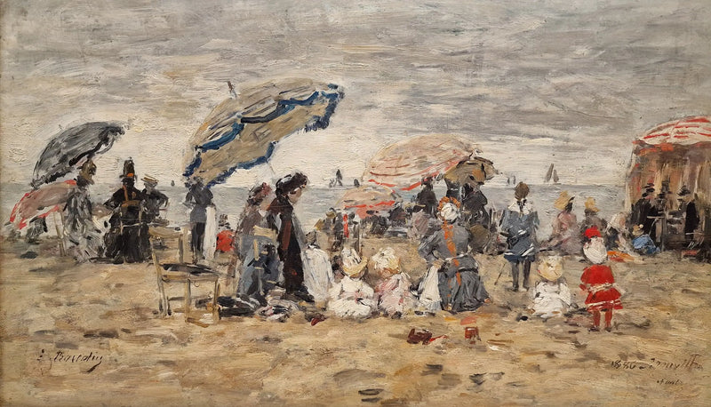 Trouville. Aurinkovarjot rannalla - Eugène Boudin