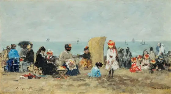 Reproduction du tableau « Trouville, scène de plage - Eugène Boudin » par Alpha Reproduction en peinture à l’huile