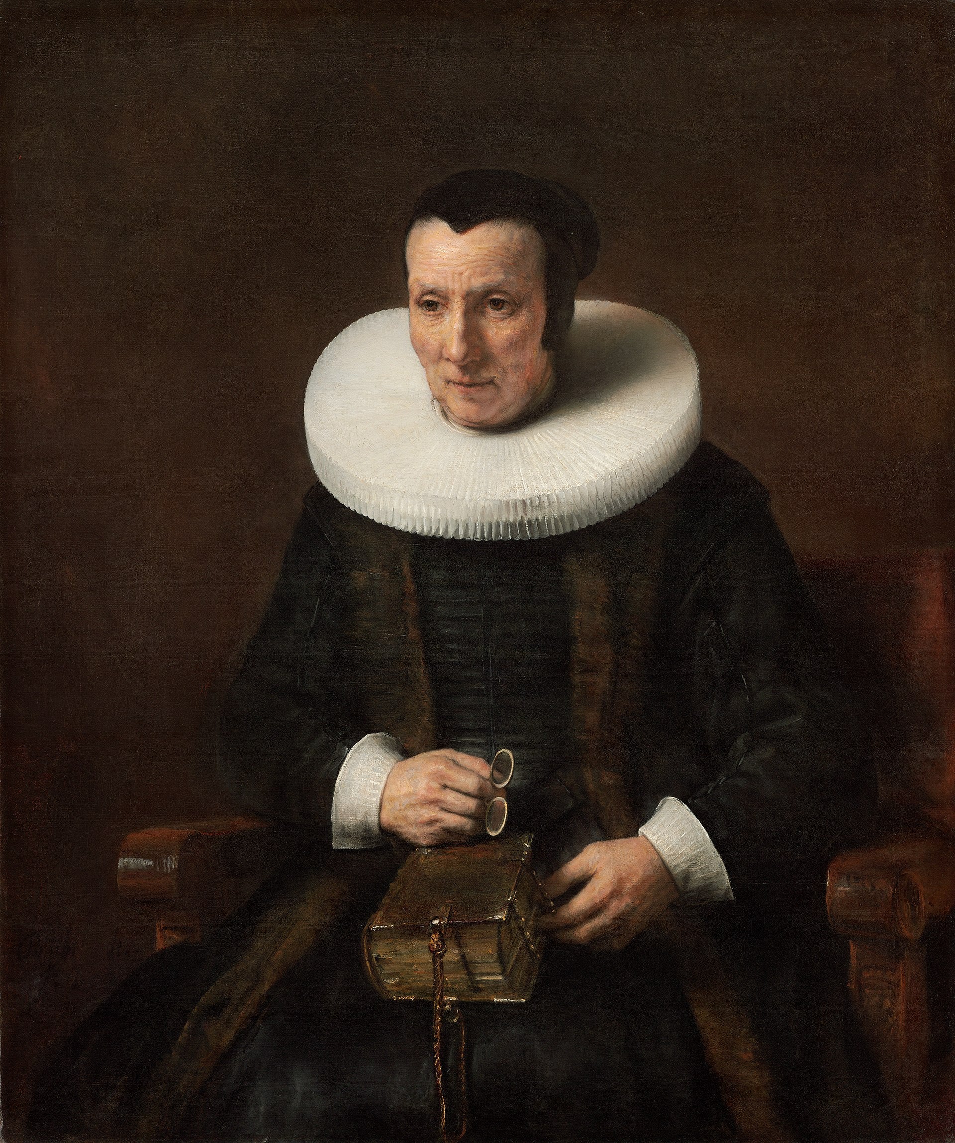 Reproduction du tableau « Une vieille dame avec un livre - Rembrandt » par Alpha Reproduction en peinture à l’huile