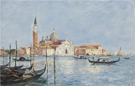 Reproduction du tableau « Venise, église San Giorgio - Eugène Boudin » par Alpha Reproduction en peinture à l’huile