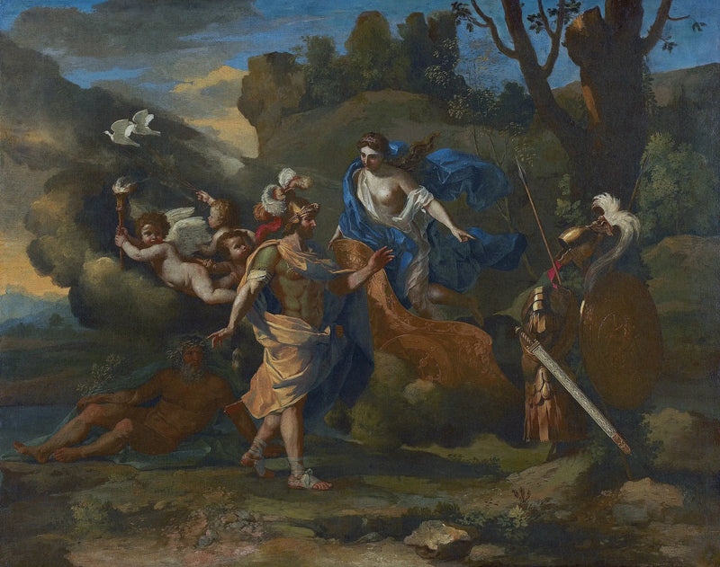Venus esittelee Eneealle Vulcainin takomista aseista - Nicolas Poussin