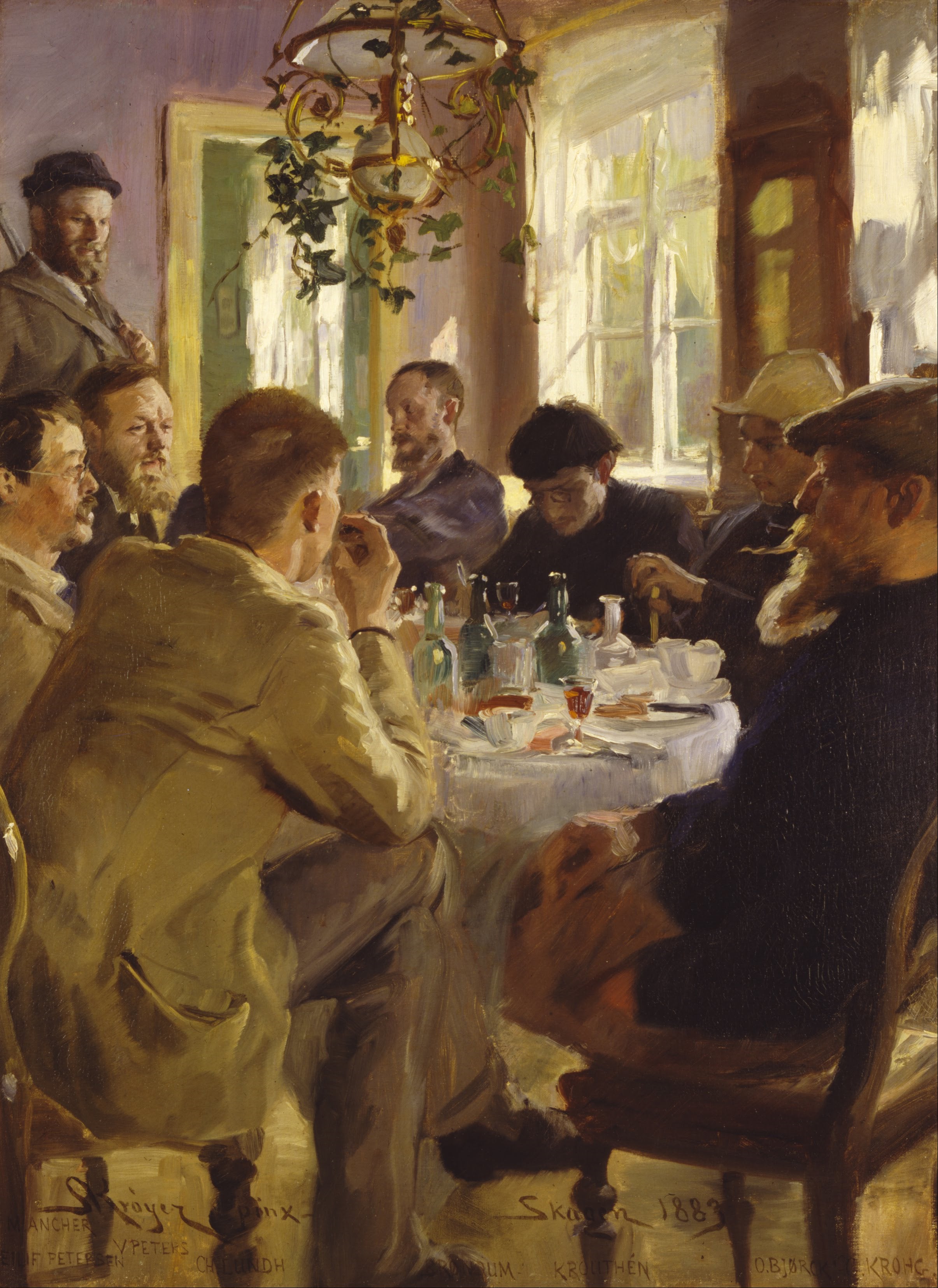 Taiteilijoiden lounas Brøndum-hotellissa - Peder Severin Krøyer