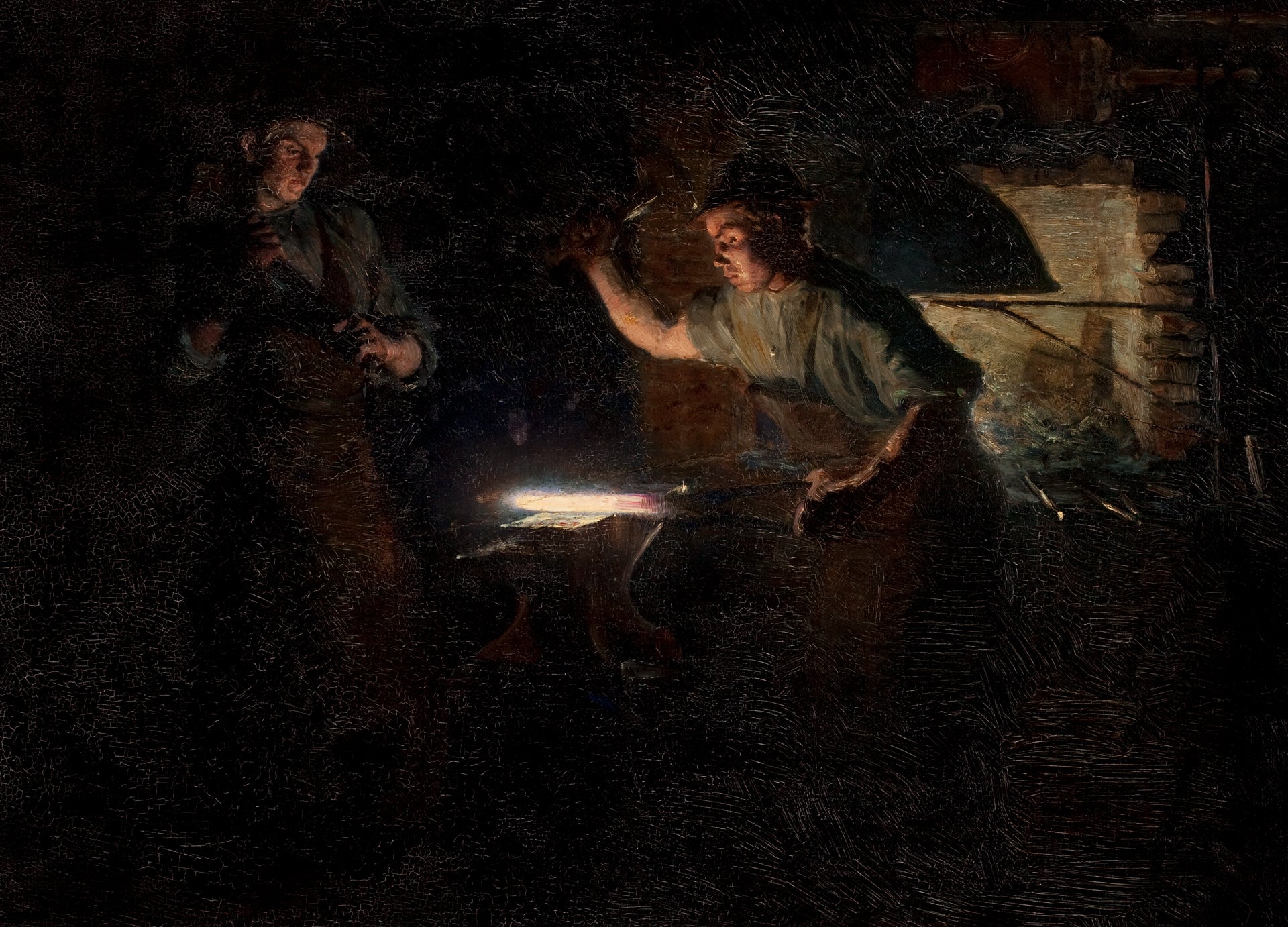 Henning Jensenin seppä Skagen Østerbyssä. - Peder Severin Krøyer