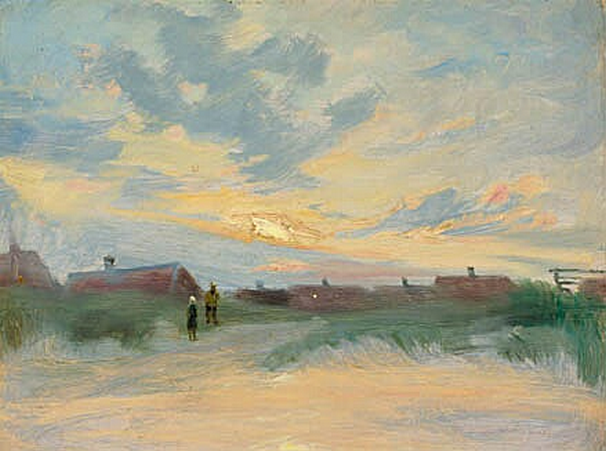 Taivaan tutkimus. Auringonlasku Skagenissa. - Peder Severin Krøyer