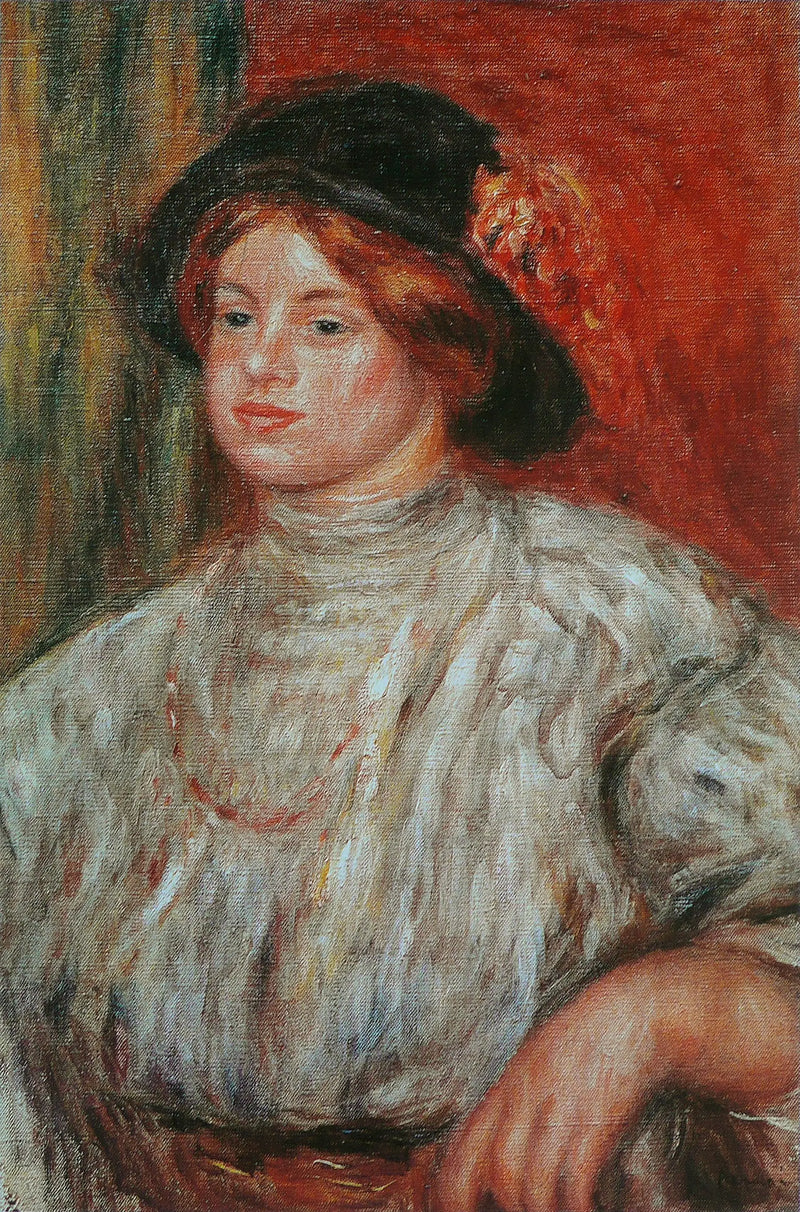 Nuori nainen hatulla - Pierre-Auguste Renoir
