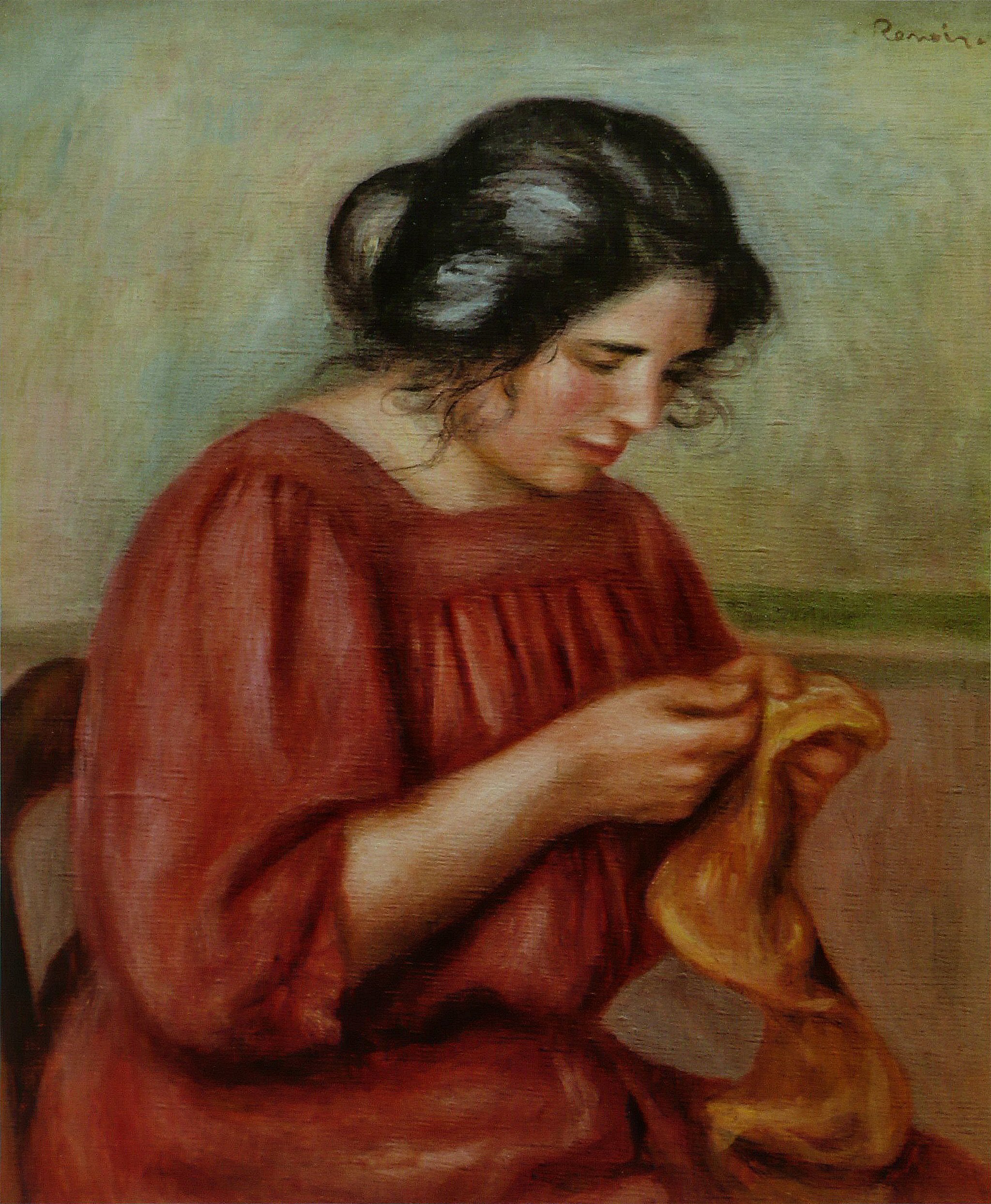 Reproduction du tableau « Gabrielle reprenant - Pierre-Auguste Renoir » par Alpha Reproduction en peinture à l’huile