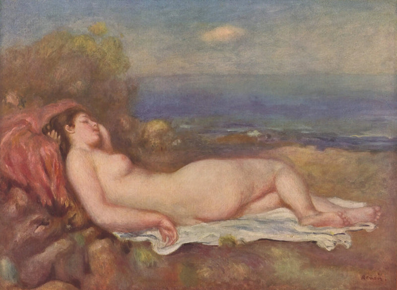 Nukkuminen meren rannalla - Pierre-Auguste Renoir