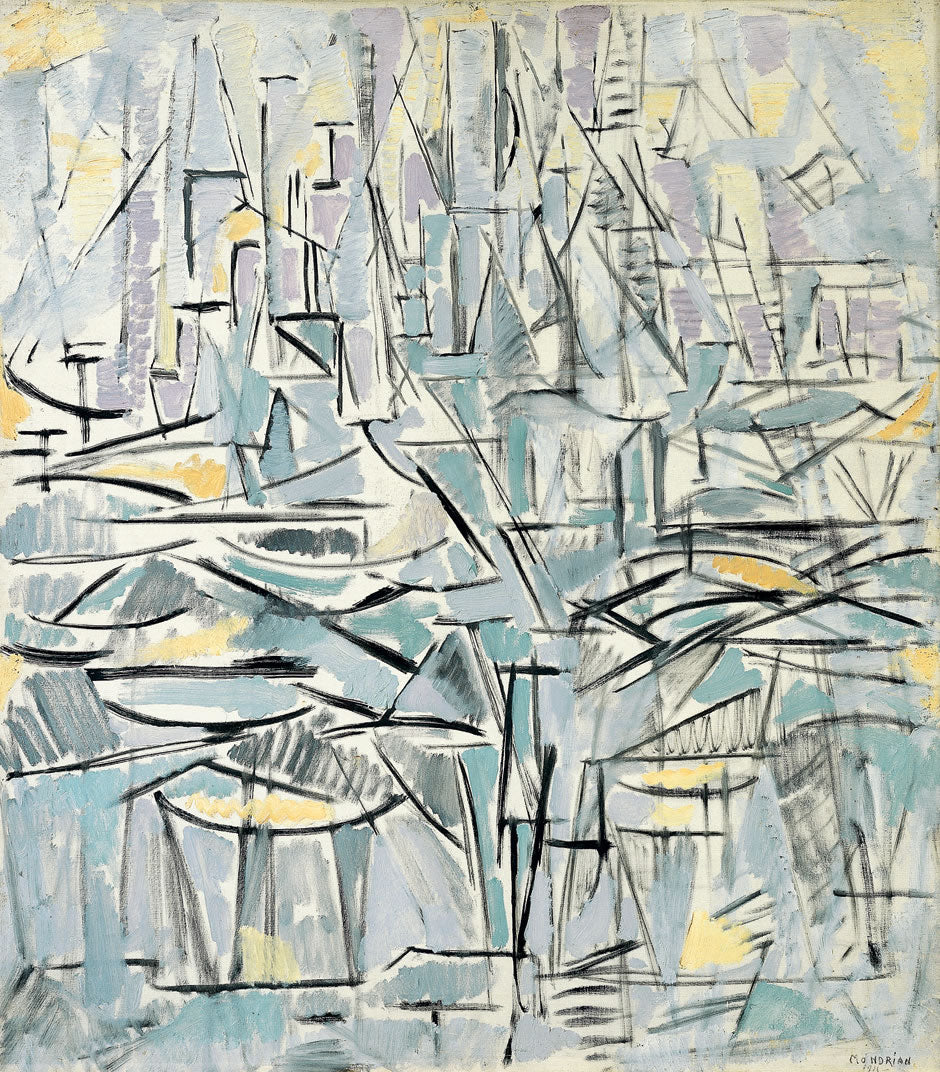 Reproduction du tableau « Composition n° XVI, Composition 1 (Arbres) - Piet Mondrian » par Alpha Reproduction en peinture à l’huile
