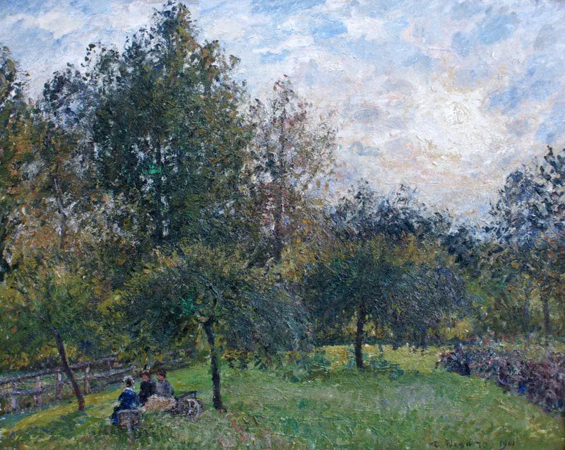 Omenapuut ja poppelit auringonlaskussa, Eragny - Camille Pissarro