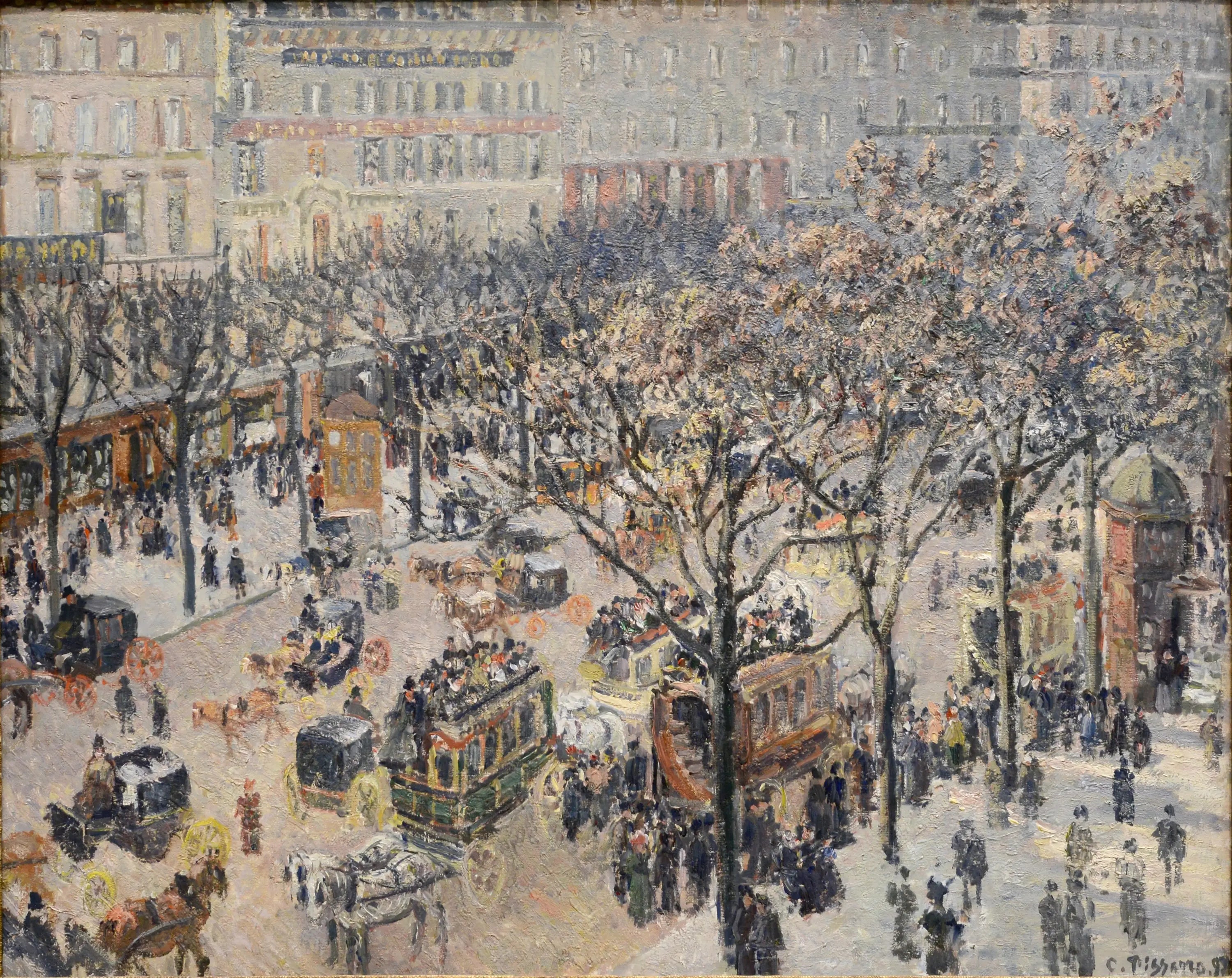 Reproduction du tableau « Boulevard des Italiens, Matin, Soleil - Camille Pissarro » par Alpha Reproduction en peinture à l’huile