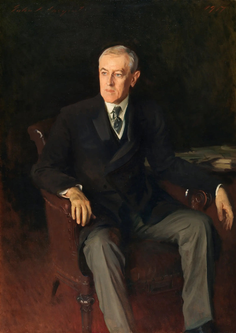 Woodrow Wilsonin (1856-1924) muotokuva, amerikkalainen presidentti - John Singer Sargent