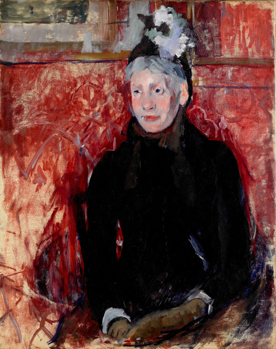 Étude d’une femme âgée au bonnet, fond rouge, Mary Cassatt, 1887, huile sur toile