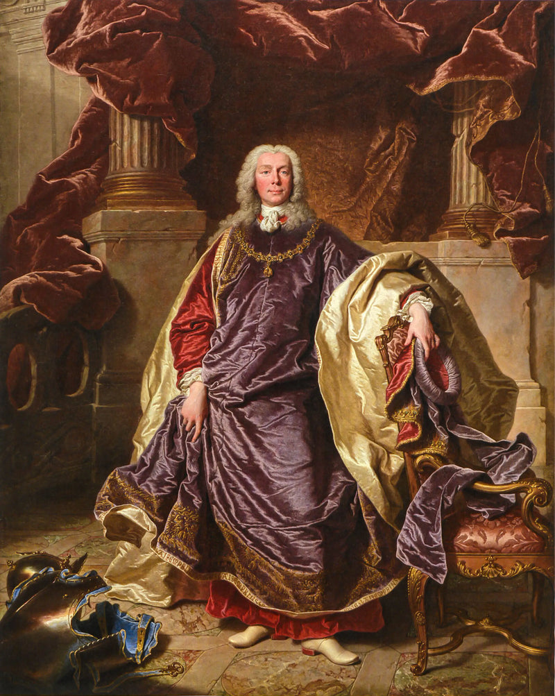 Liechtensteinin prinssi Joseph Wenzel Ier:n muotokuva suurella Ritarikunnan yläpuvussa - Hyacinthe Rigaud