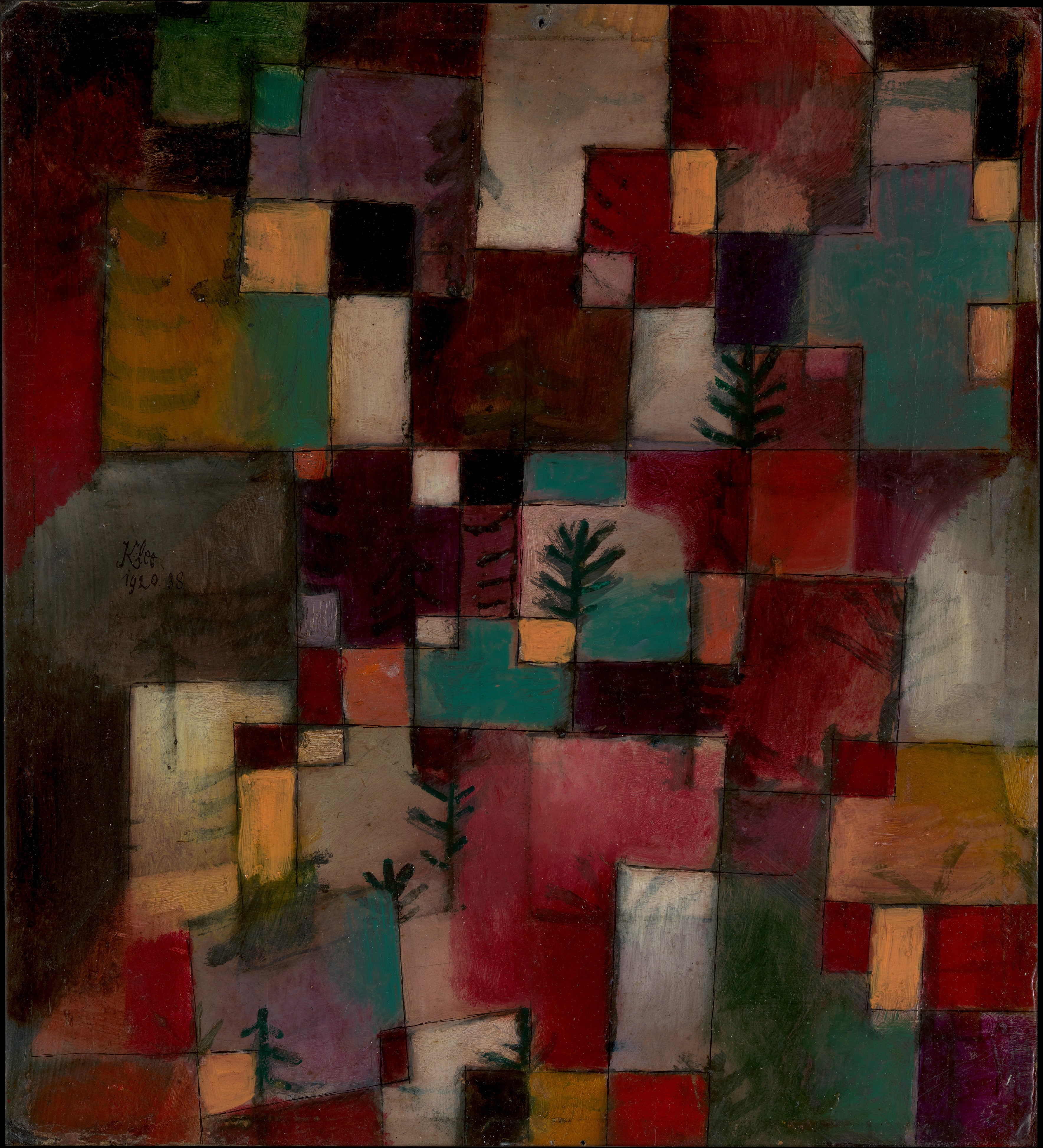 Punavihreät ja violetti-keltaiset rytmit - Paul Klee