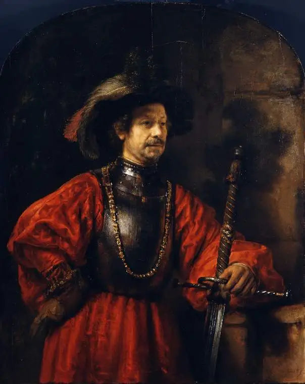Reproduction du tableau « Portrait d'un homme en costume militaire - Rembrandt » par Alpha Reproduction en peinture à l’huile