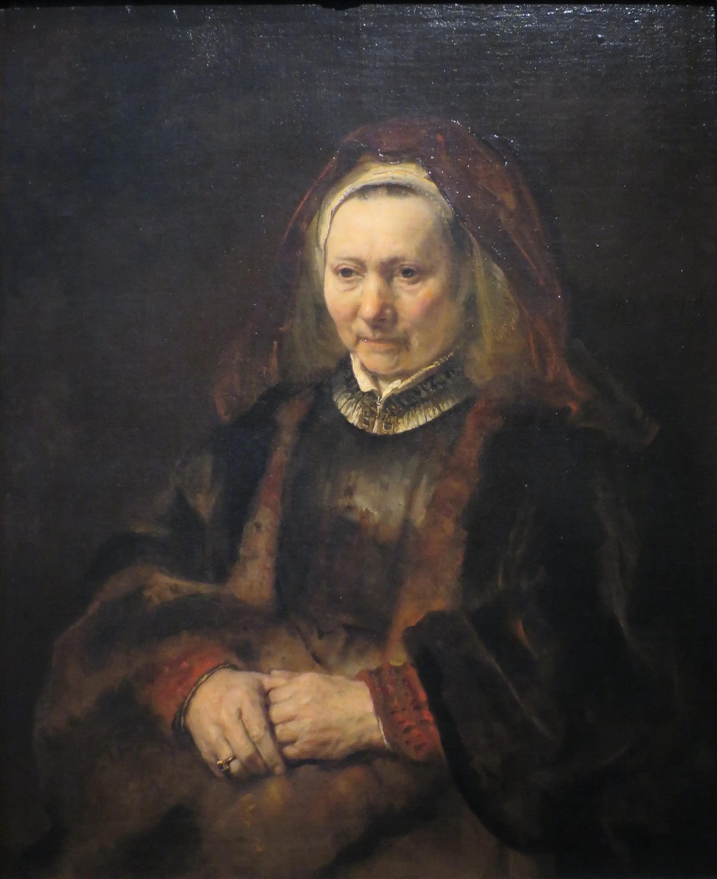 Reproduction du tableau « Portrait d'une femme âgée - Rembrandt » par Alpha Reproduction en peinture à l’huile
