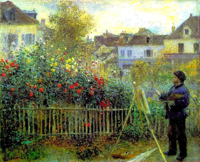 Claude Monet maalaamassa puutarhassaan Argenteuil'ssa - Pierre-Auguste Renoir