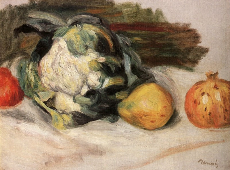 Reproduction du tableau « Chou-fleur et des grenades. - Pierre-Auguste Renoir » par Alpha Reproduction en peinture à l’huile