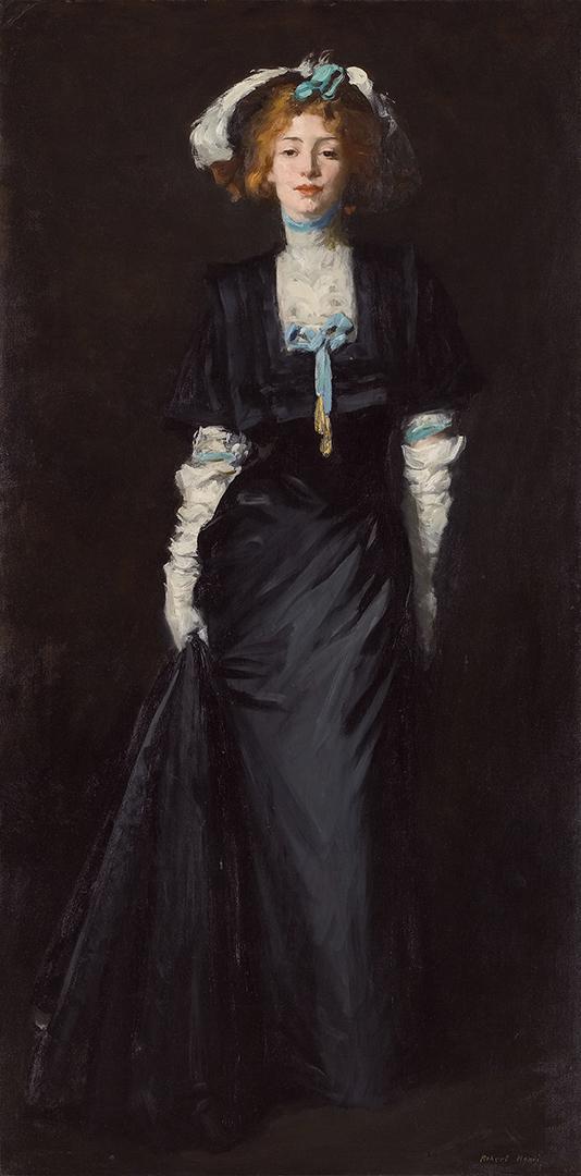Jessica Penn en noir avec des plumes blanches - Robert Henri