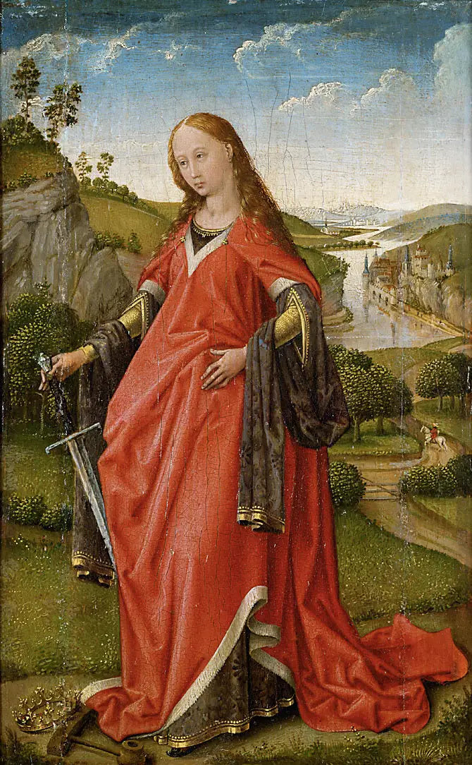 Diptyykin oikea siipi: Pyhä Katariina - Rogier van der Weyden