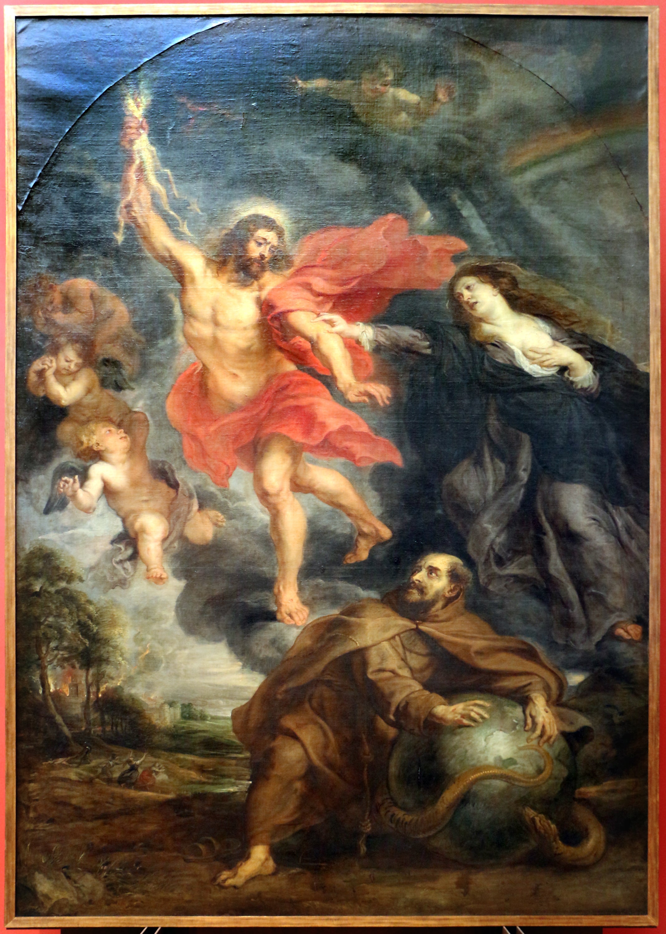 Neitsyt Marian ja Pyhän Franciscuksen väliintulo, joka pysäyttää jumalalliset salamat - Peter Paul Rubens