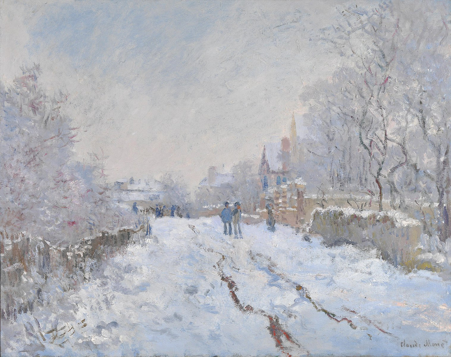 Lumi peittää kadun Argenteuilissa – Claude Monet, 1875