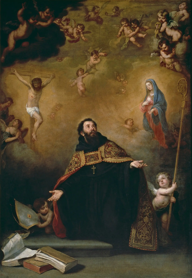 Pyhä Augustinus Kristuksen ja Neitsyt Marian välillä - Bartolomé Esteban Murillo