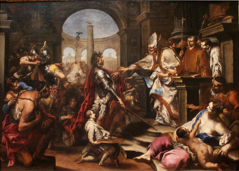 Théodose chassé de l'Église par saint Ambroise - Alessandro Magnasco