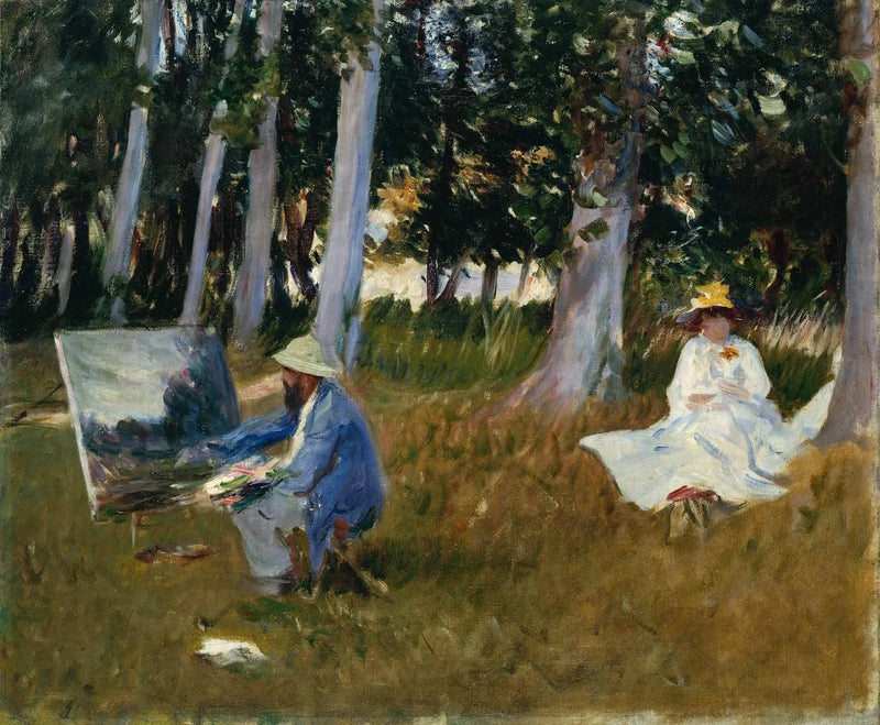 Claude Monet maalaamassa metsän reunalla - John Singer Sargent