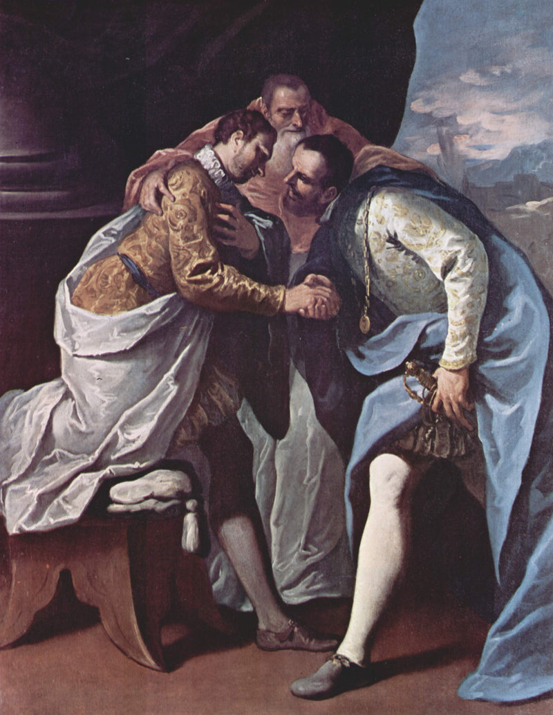 Paul III sovittelee François Ier:n ja Kaarle V:n - Sebastiano Ricci