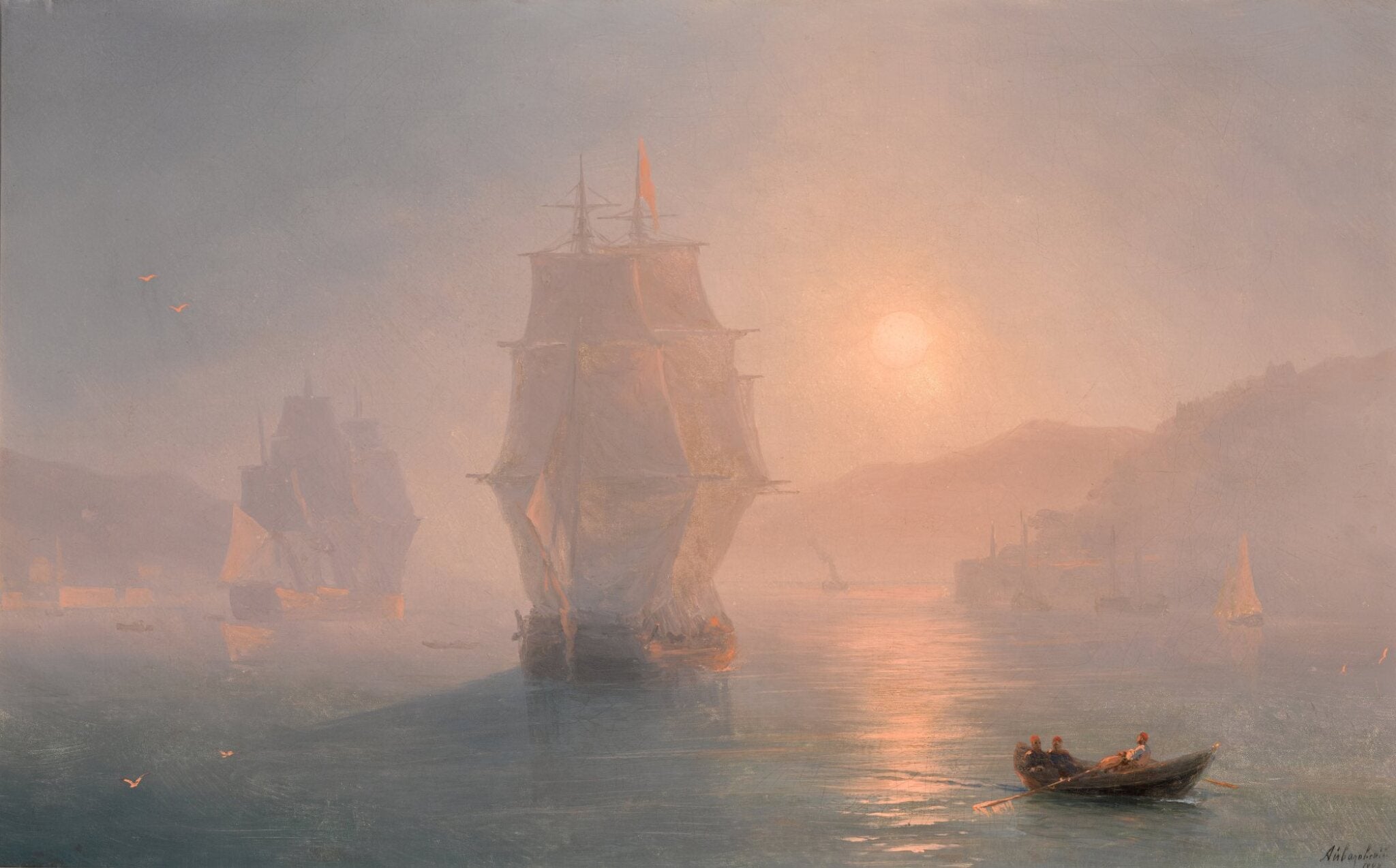 Navires par un matin brumeux - Ivan Aïvazovski